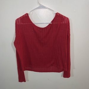 Red Long Sleeve Crop Top